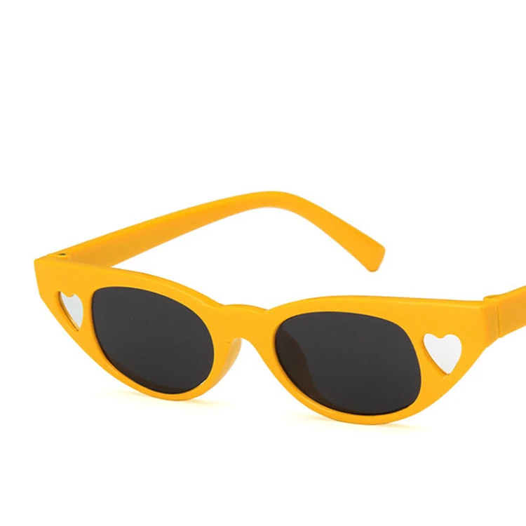 Небольшая фоторамка Lovely Heart ожерелье с Для женщин зеркальные солнцезащитные очки "кошачий глаз", винтажные женские солнцезащитные очки вечерние очки в стиле косплей на сцене круто Oculos N216 - Цвет линз: yellow white