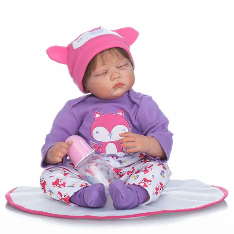 

55cm Silicone Reborn Sleeping Baby Girl Doll Toys Lifelike 22inch Princess Newborn Babies Doll Child Birthday Gift Present