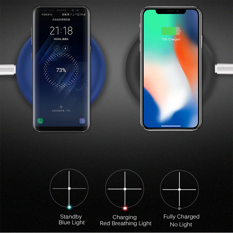 Беспроводное зарядное устройство CinkeyPro для iPhone 8 10 X Samsung S7 S8 5V/1A адаптер зарядка