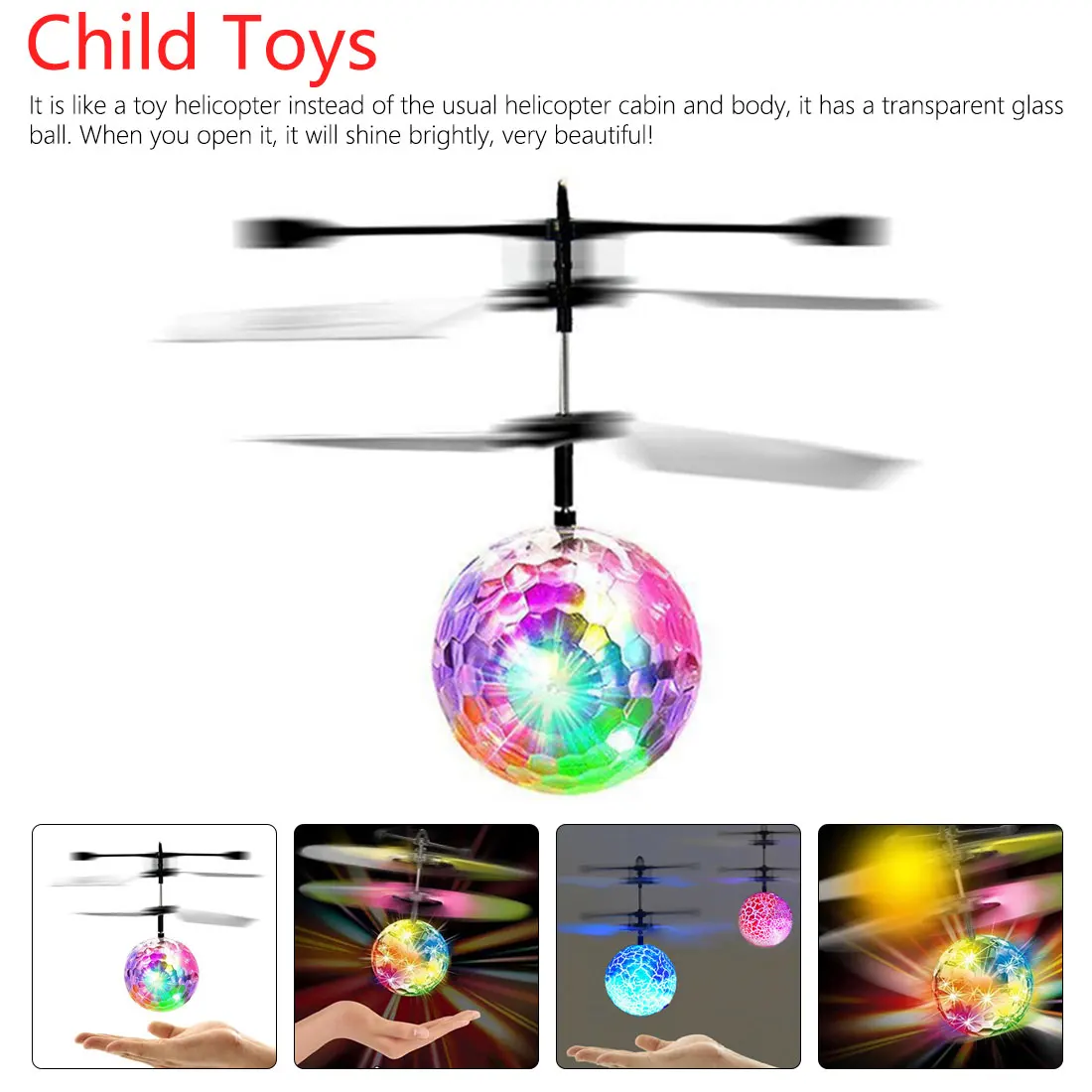 

Luminous Light-up Toys Glowing LED Magic Flying Ball Sensing Crystal Flying Ball Helicopter Induction Aircraft Toys
