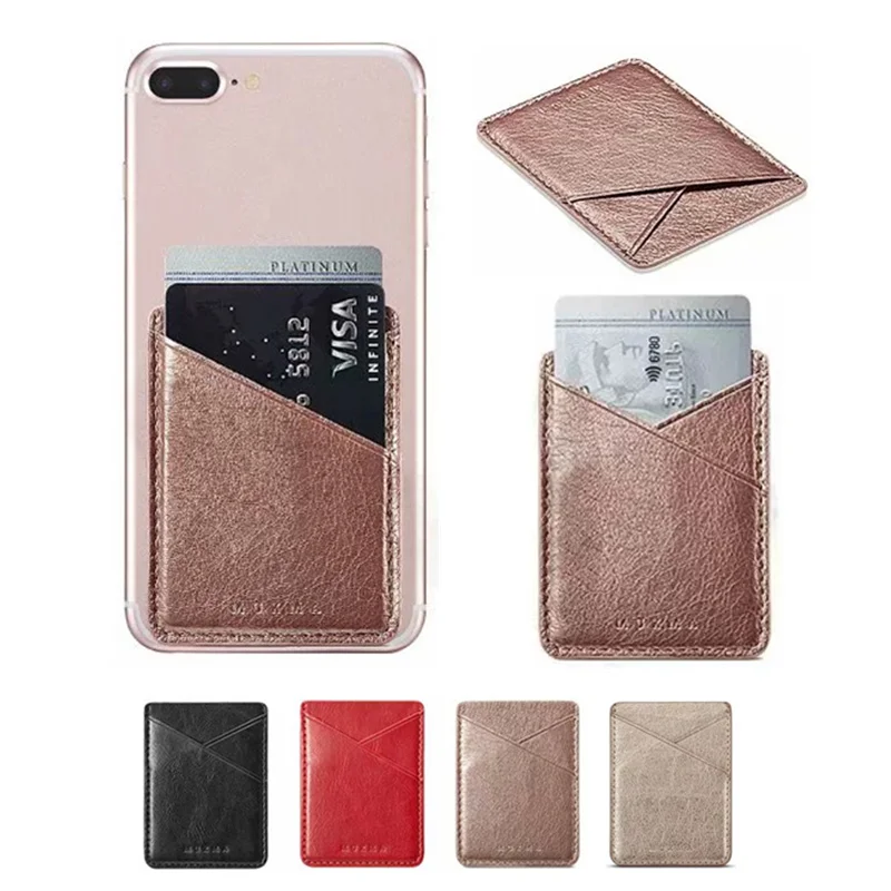 

Phone Wallet Sticker For iPhone X XR XS 8 7 PU Leather Phone Pocket Sticker For Xiaomi 3M Adhesive Back Cover Sticker