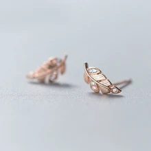 MloveAcc 925 Настоящее серебро 925 пробы Jewelry модные милые миниатюрные CZ листьев серьги-клипсы Подарочные для девочек Дети Леди