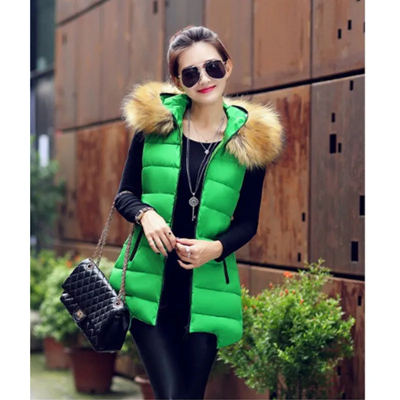 Yagenz больших размеров Для женщин жилет осень-зима модные Для женщин s длинная куртка с секциями куртка-жилетка с капюшоном тонкий утепленная одежда Для женщин хлопковый жилет 289 - Цвет: Green