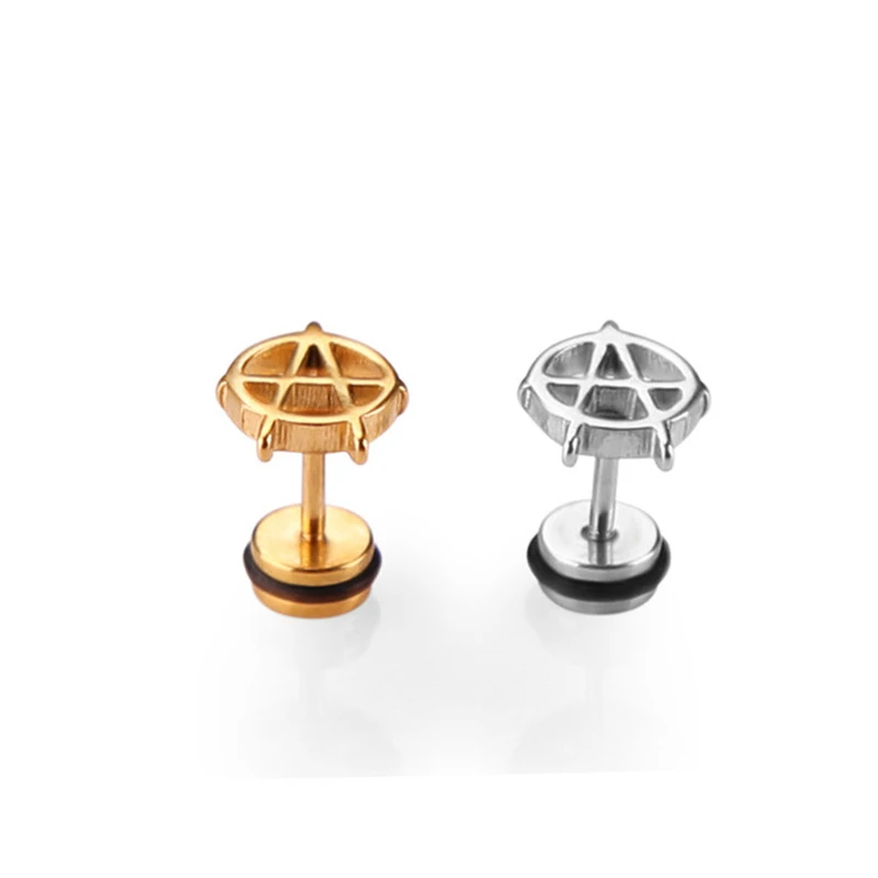 

Earring Men Fashion Earrings Letter A Stainless Steel Ear Studs Ear Piecing Pendiente Hombre 1 Pair