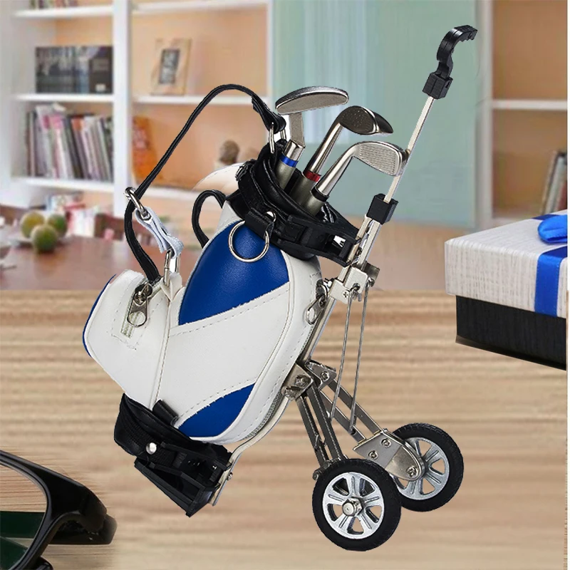 CRESTGOLF Golf Car Holder with 3 Pens Bag Holders Golf Decorations Desk Gifts Golf Souvenirs Novelty Gift Accessories 4
