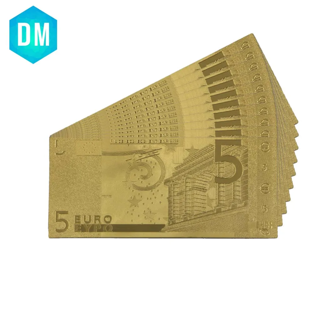 5 Euro 24k Gold Plated Gold Banknote 999.9 Gold Foil Note Money
