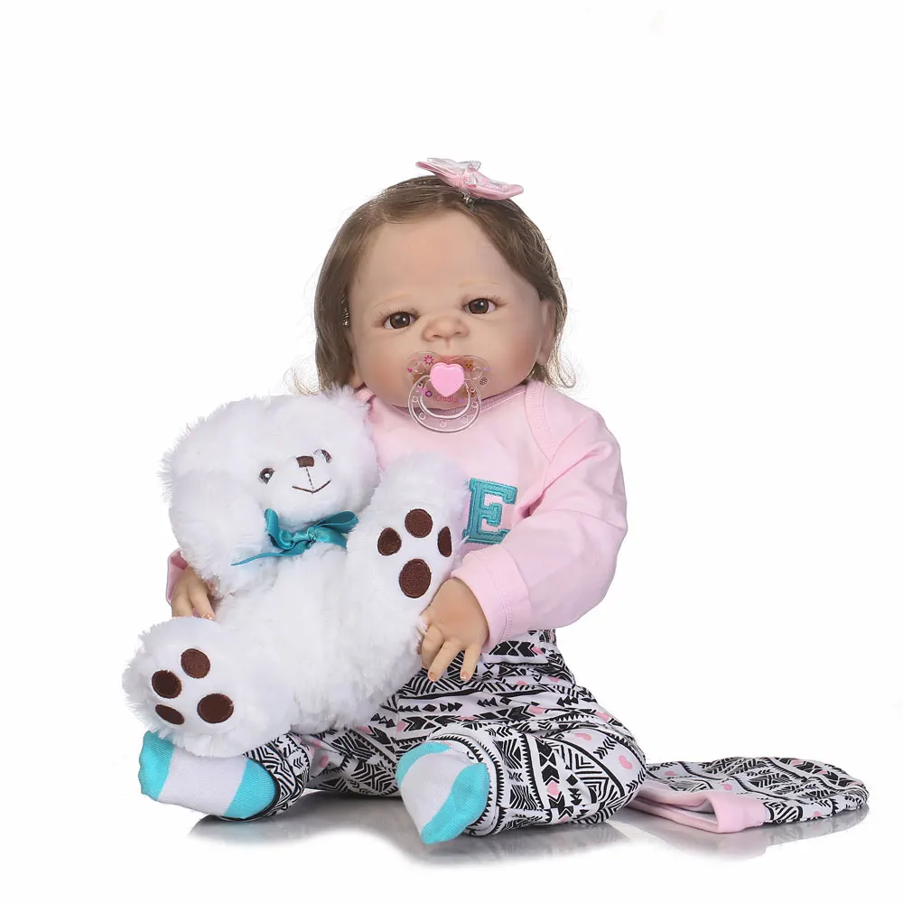 

NPK 22" Silicone Lovely Baby Girl Doll with Pink Clothes & Small Bear
