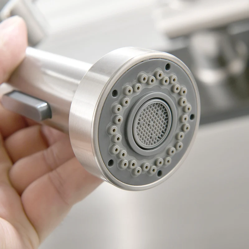 Fapully Kitchen Faucet Nickel Brushed Deck Mounted Hot and Cold Water Spring Pull Down Spray Spout Kitchen Mixer Tap 999-33N Fapully Kitchen Faucet Nickel Brushed Deck Mounted Hot and Cold Water Spring Pull Down Spray Spout Kitchen Mixer Tap 999-33N