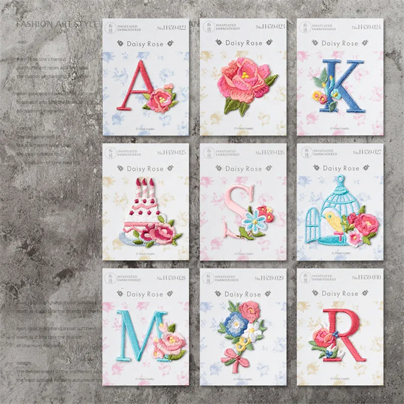 

Exquisite Small Letter cake rose Flower patches iron on applique for clothes diy accessory iron patches for clothing flower