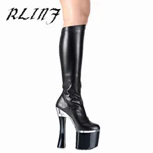 Толстый и удобная матовая Сапоги и ботинки для девочек 18 см очень высокий каблук Для женщин Сапоги и ботинки для девочек