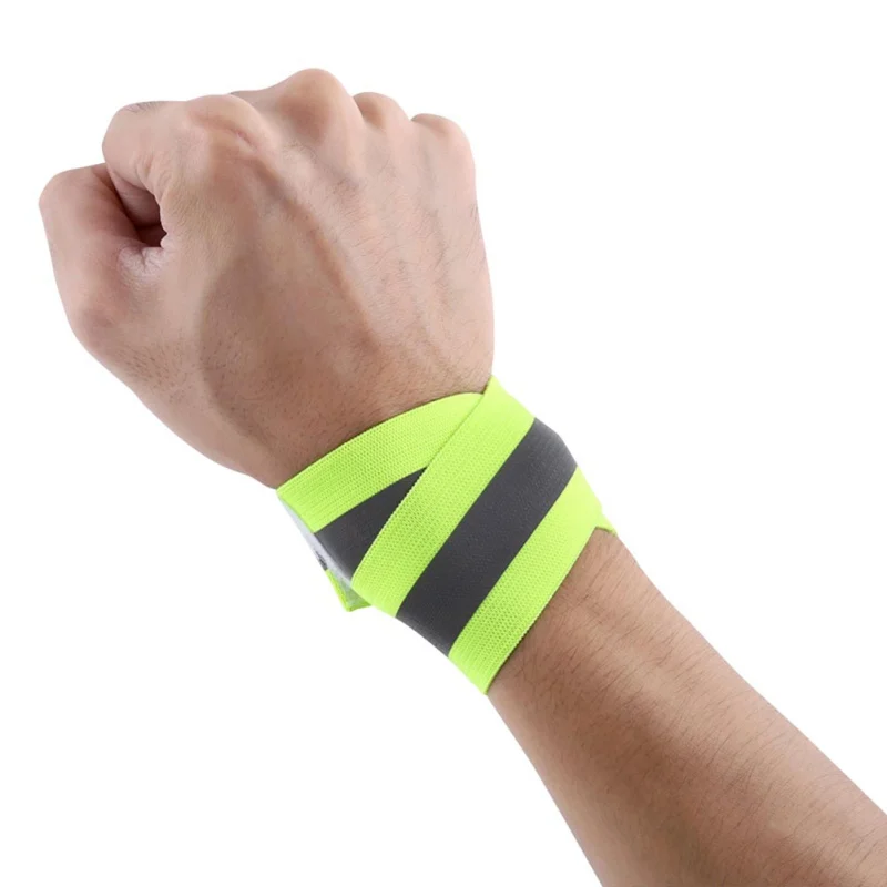 

2pcs Green High Visibility Double Reflective Wristband Bracelet Band Running Night Cycling Safety Reflector Armband