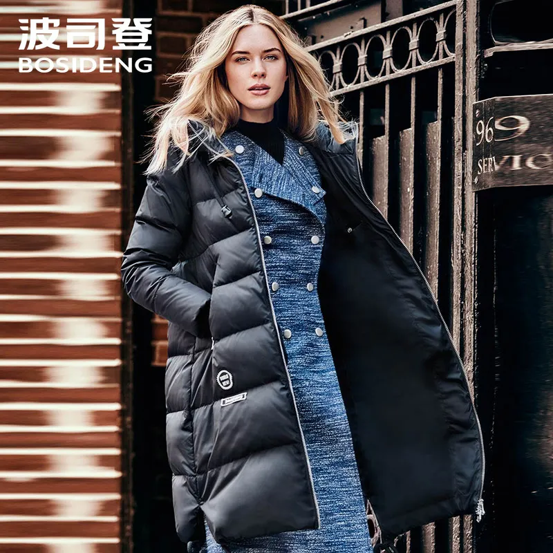 BOSIDENG women's clothing winter thick down coat X-long down jacket women thick warm coat outwear with hooded B1601332