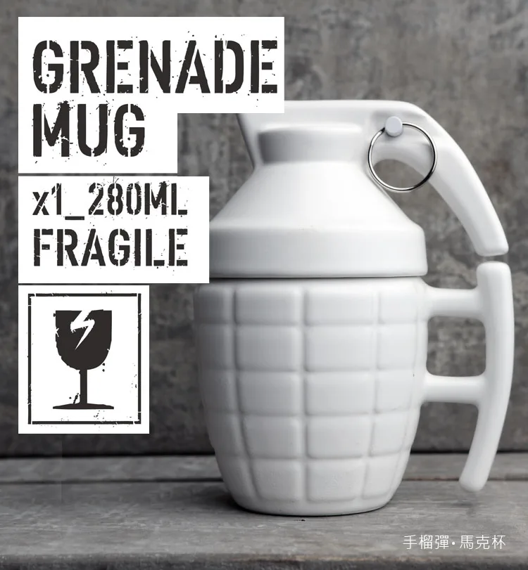 Creative Grenade Coffee Mugs Practical Water cup with Lid Funny Gifts Granada creativa taza de cafe - Цвет: Белый