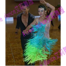 Высокое качество латинское платье с кисточками на заказ, стразы