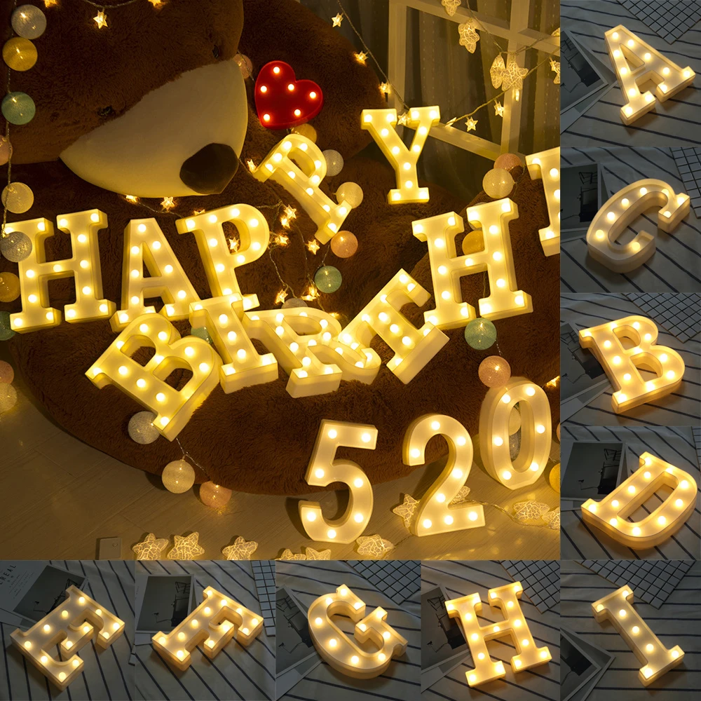 Luz de noche LED 3D 26 letras blancas LED alfabeto luminaria lámpara interior lamparas lampara letras con luces boda fiesta de cumpleaños Luz de noche LED 3D 26 letras blancas LED alfabeto luminaria lámpara interior lamparas lampara letras con luces boda fiesta de cumpleaños