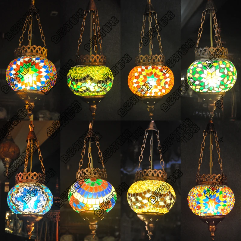 Moroccan Turkish Style Retro Vintage Pendant Light E27 Base Mediterranean Style Decoration Mosaic Hanging Lamp