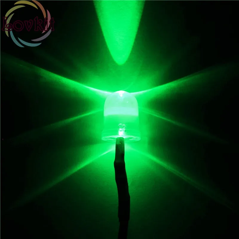 

100pcs 10MM Round Top Green Leds Pre-Wired Resistor 12v DC 20cm LED Light Emitting Diod For Car DIY High Quality HOT SALE