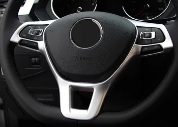 

Car styling For Volkswagen Tiguan L MK2 2017 Steering Wheel Cover Sticker ABS Matte Chrome Interior Car Acessories Trim 1pcs/set