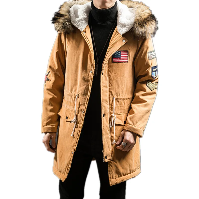 2020 Winter New Fashion Boutique Cotton Solid Color Men's Casual Long Hooded Coat / Anti-fur Collar Thick Warm Men's Jacket Coat 2020 Winter New Fashion Boutique Cotton Solid Color Men's Casual Long Hooded Coat / Anti-fur Collar Thick Warm Men's Jacket Coat