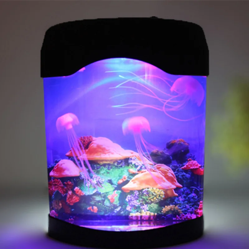 Aquarium Night Light Lamp LED Light Artificial Seajelly Tank Swimming Mood Lamp for Home Desk Decor Store