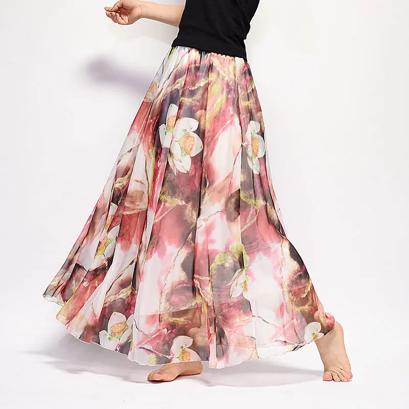 

Summer Women Long Skirt Chiffon Saia Beach Bohemian Maxi Skirts 2017 High Waist Tutu Casual Vestidos Harajuku Saia Longa