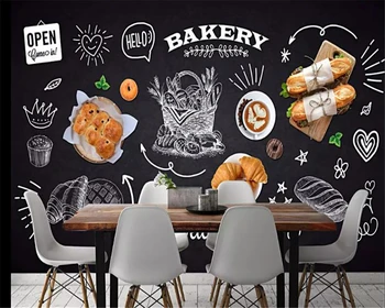 

beibehang wallpapers for living room wallpaper 3d Blackboard bakery shop bakery wall mural background wall children's wallpaper