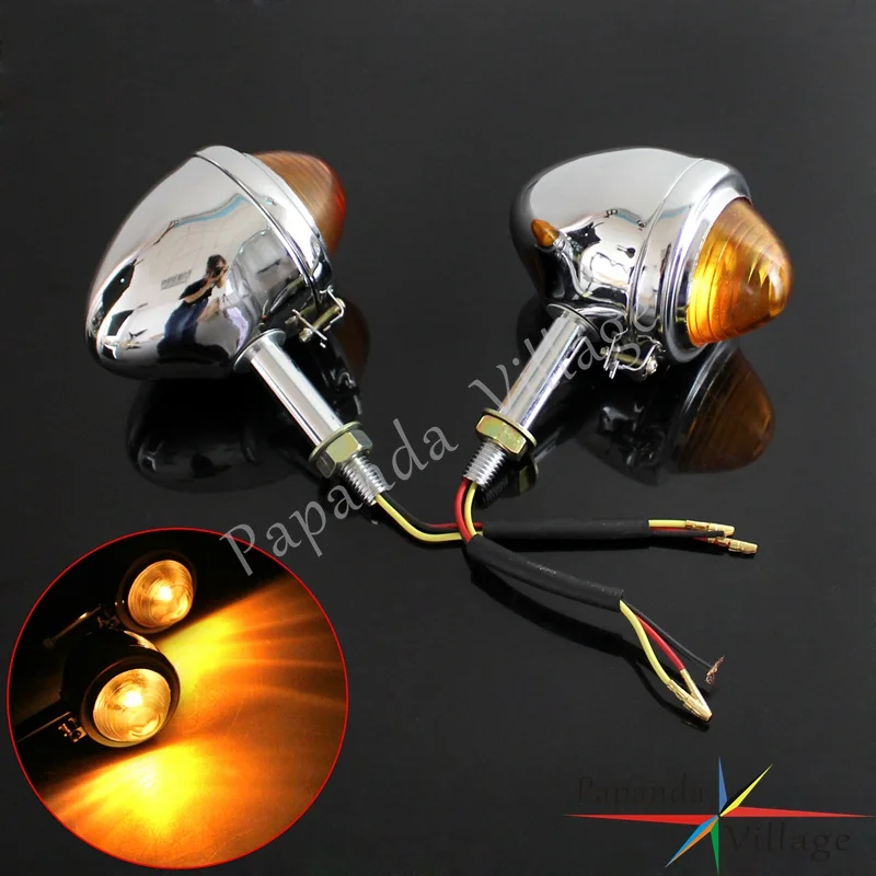 

Chrome Motorcycle Turn Signals Indicator Lamp Blinker Amber Light for BMW M1 M72 R12 R75 R71 K750 KS KS750 Ural Sidecar