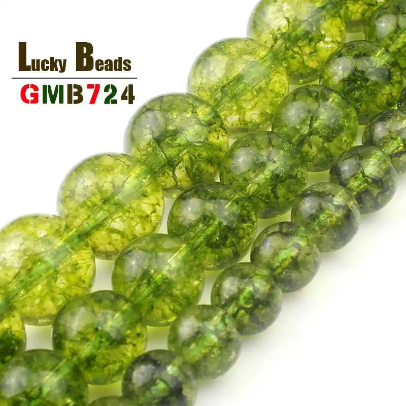 

Round Green Peridot Crystal Stone Beads Natural Loose Spacer Beads For Jewelry Making DIY Bracelet Necklace 15inches 6/8/10mm