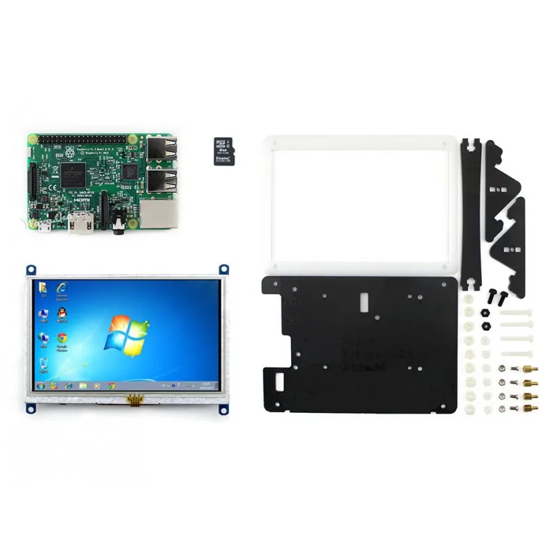 

Raspberry Pi 3 Model B Package E Raspberry Pi 3 Model B + 5inch HDMI LCD (B) + Bicolor case + 16GB SD Card + US/EU Power Adapter