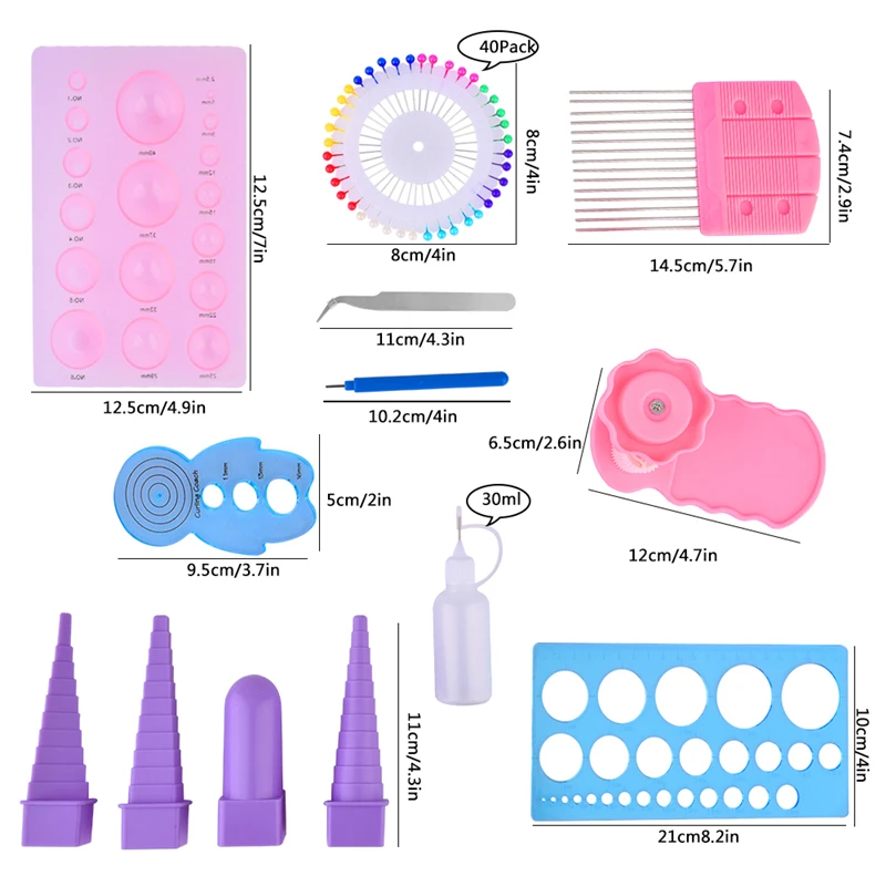 13 в 1 Бумажный шаблон ручной работы DIY бумажный набор инструментов для квиллинга шаблон формы доска Пинцет штифты щелевой набор инструментов карта Бумага Ремесло