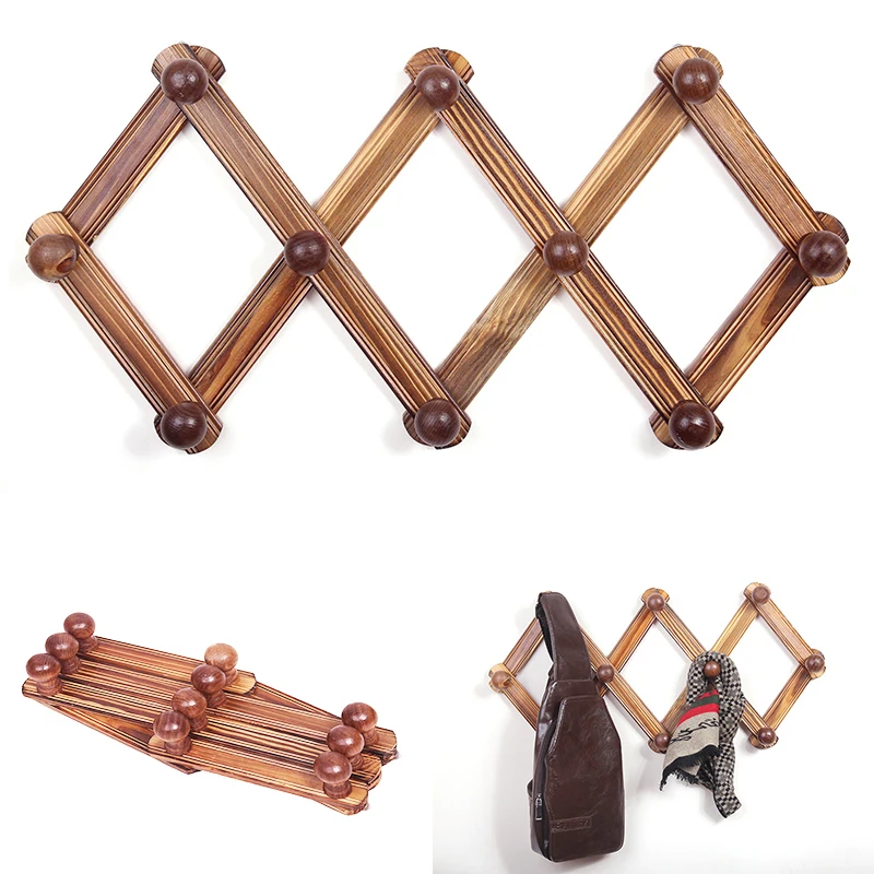 10 крючков деревенский деревянный расширяемый аккордеон Peg Вешалка вешалка настенная вешалка для пальто