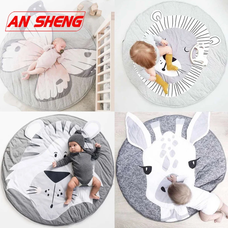

Cartoon Animals Baby Play Mats Pad Toddler Kids Crawling Blanket Round Carpet Rug Toys Mat For Children Room Decor Photo Props