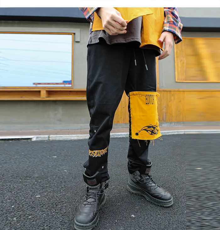 Aelfric Eden шаровары, штаны для бега 2019 сезон: весна–лето уличной хип-хоп брюки пэчворк брюки Для мужчин высокой моды Трек Jogger