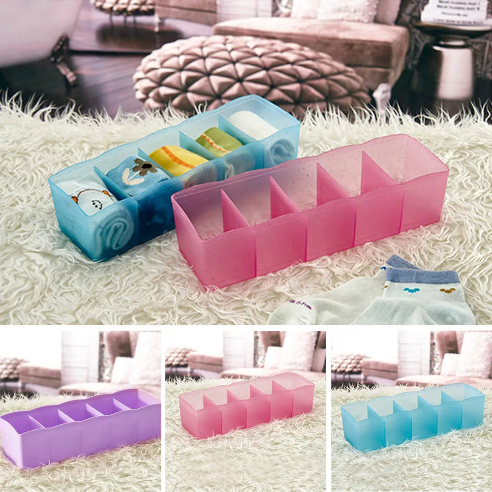 

2017 ISHOWTIENDA Plastic Organizer Storage Box Tie Bra Socks Drawer Cosmetic Divider Tidy Ties Desk Drawer Closet 5 Cell Plastic