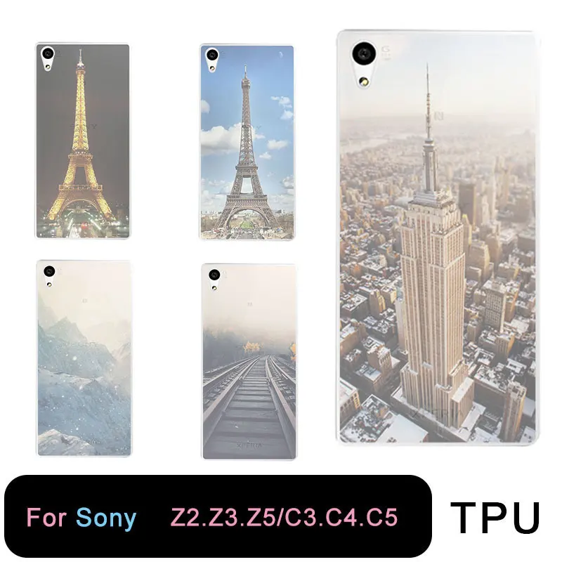 ТПУ прозрачный градиентный телефонный чехол для sony Z3 Z2 Z4 Z5 Забавный Череп пейзаж