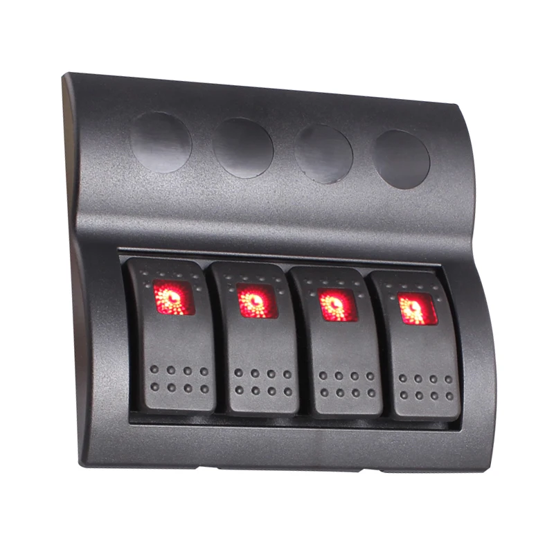 

Free shipping 4 Gang 12v 24v LED Rocker Switch Panel for Car Marine Boat Caravan with Circuit Breakers Overload Protected