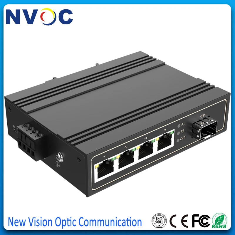 4*10/100M IEEE802.3af/at PoE + 1SFP без SFP 5 портов 10/100M -40 - 85C рабочая температура неуправляемый