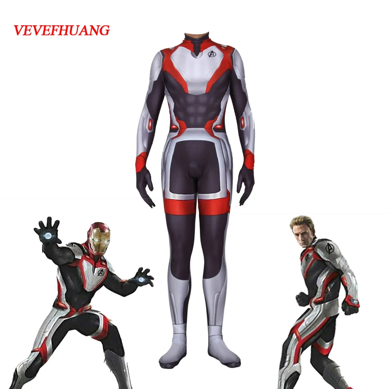 VEVEFHUANG Avengers Endgame Quantum Realm Cosplay Costume Superhero Captain America Marvel Zentai Bodysuit Suit Jumpsuits