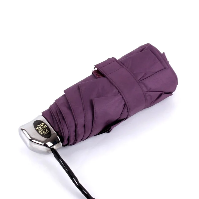 Purple Высокое качество, мини Карманный Зонт, для дождя, для женщин, плоская ручка, 5 складных, Сверхлегкий, для мужчин, зонт, для путешествий, подарки, анти-УФ, маленькие Зонты - Цвет: Purple