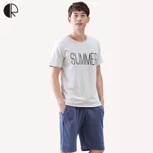 Новая летняя одежда для сна Мужская пижама пара Трикотажный Хлопковый костюм ночное белье Повседневная Lounge AP394