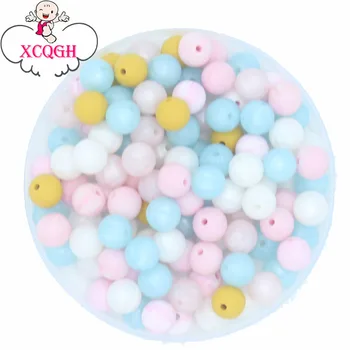 

XCQGH 50PC Silicone Beads Teething Beads Marble Metallic Round Baby Teether Bead DIY Baby Chew Silicone Teethers Necklace 9MM