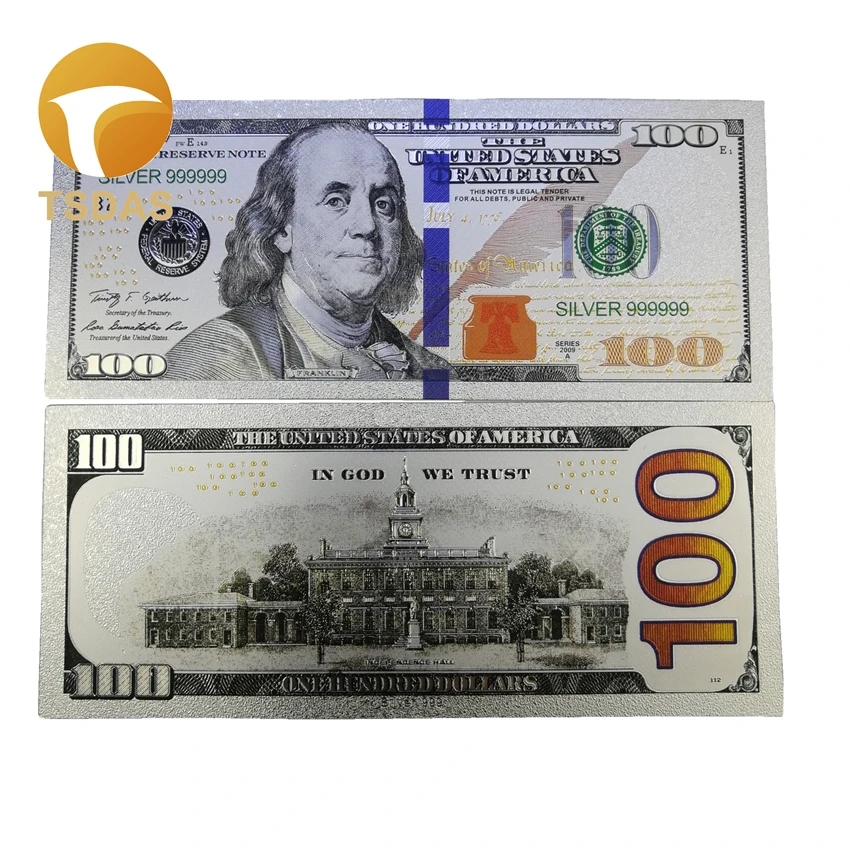 

10pcs/lot America Banknotes Dollar Silver Banknote Plated 100 USD For Collection