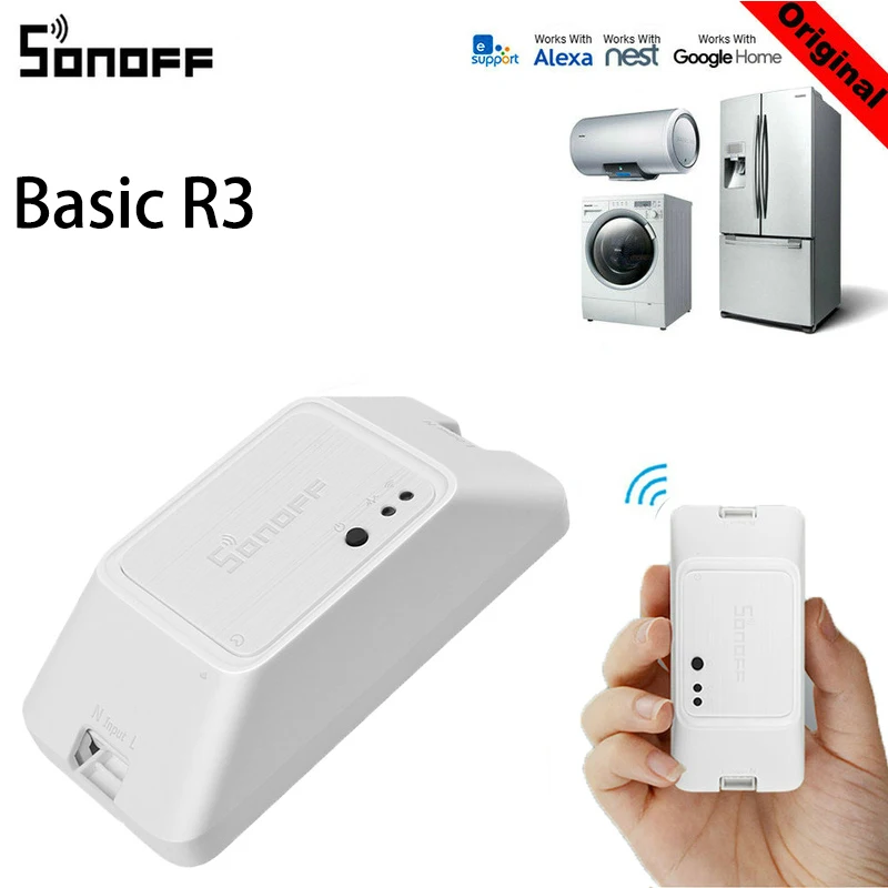 

Sonoff BASIC R3 Smart ON/OFF WiFi Switch, Light Timer Support APP/LAN/Voice Remote Control DIY Mode Works with Alexa Google Home