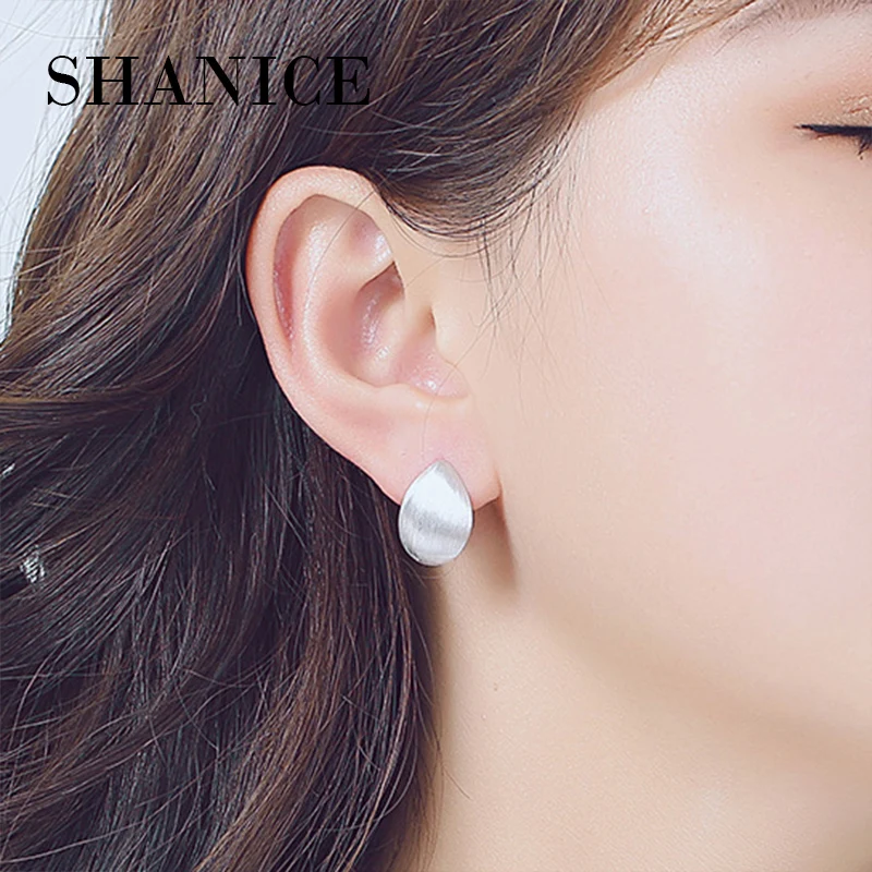 

SHANICE 925 sterling Silver Geometric Wide Face Stud Earrings for Women Small Ear Studs Earing Brincos Ear Jewelry Girls Gift