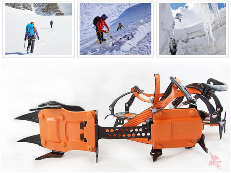 1 пара Professional Climbing Enhanced marganese steel 10 Зубы, клыки шипы для льда Нескользящие наружные походные лыжные снежные Захваты