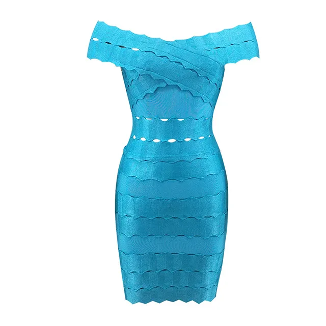 Seamyla высокое качество жаккардовое Бандажное платье для женщин небесно-голубое с открытыми плечами вечерние платья знаменитостей Мини облегающее платье - Цвет: Небесно-голубой