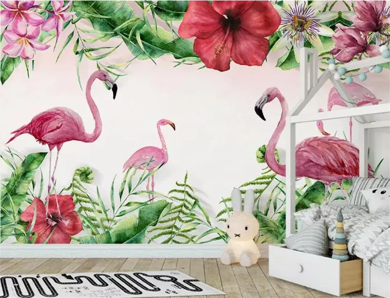 

3d wall paper decorative painting wallpaper for wall home improvement 3D wallpapers living room medieval tropical flamingo plant