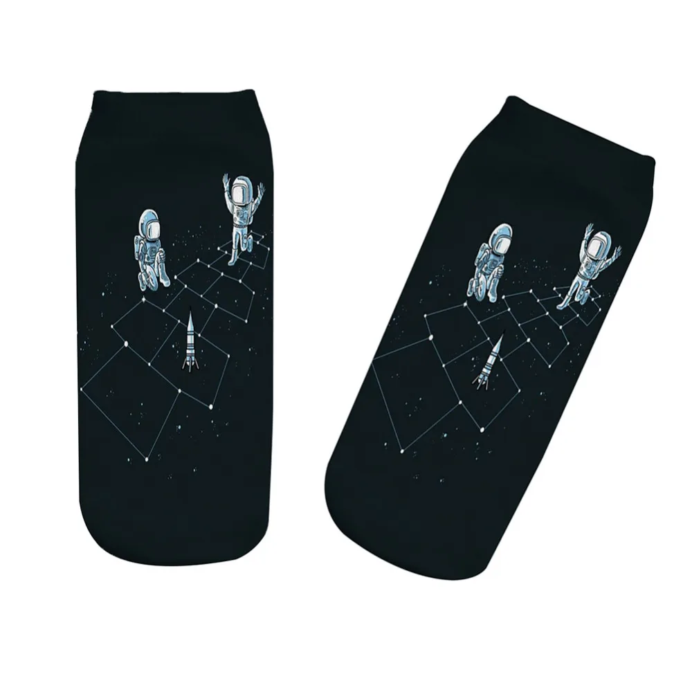 2018-astronauta-3D-dise-o-impreso-divertido-Calcetines-para-las-mujeres-Low-Cut-ankle-Happy-Calcetines