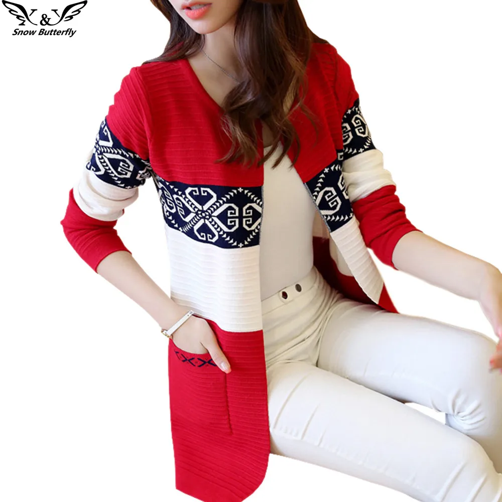 2019 high quality fall and winter cardigan sweater Knitted Cotton Patchwork Retro pocket Fashion Leisure women |
