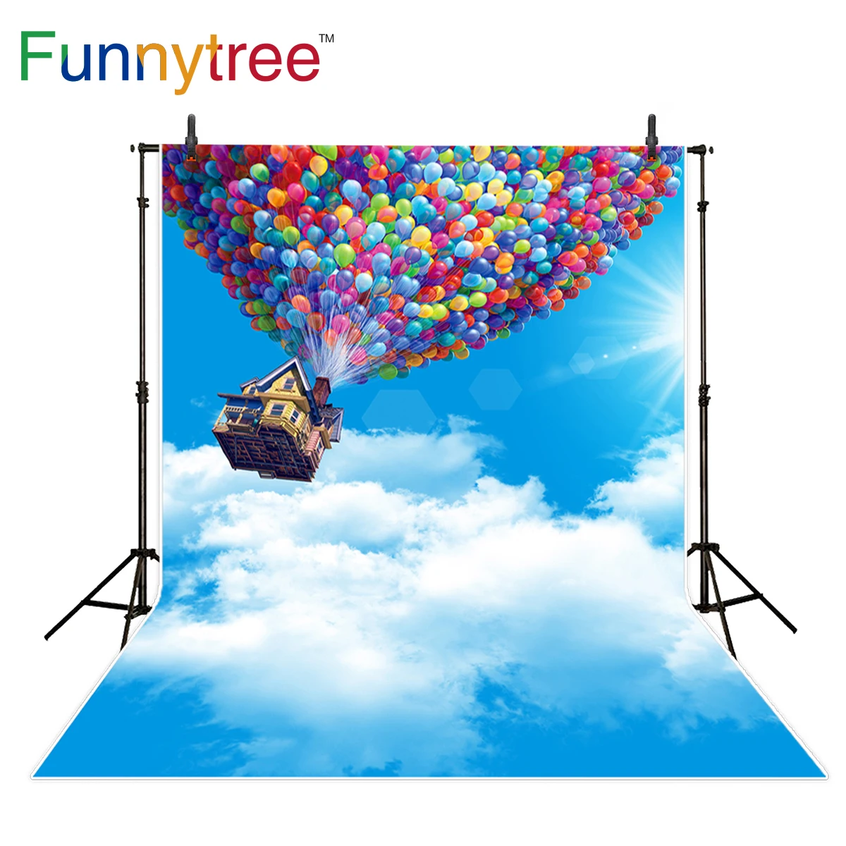 

Фон Funnytree для фотосъемки волшебные шары дом небо облако солнце Сказочный фон фотосессия фотостудия на заказ